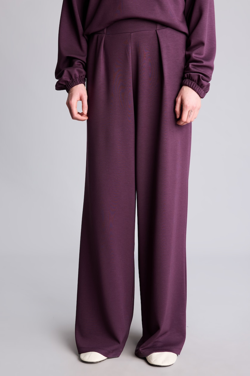 Women Dark Purple Wide Leg Trousers