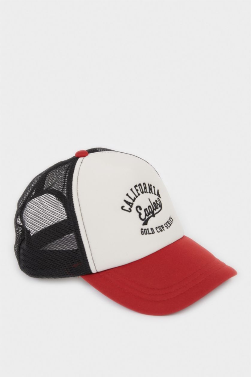 Erkek Turuncu Erkek Nakışlı Dokuma Cap Şapka