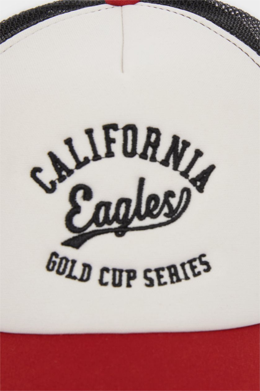 Erkek Turuncu Erkek Nakışlı Dokuma Cap Şapka