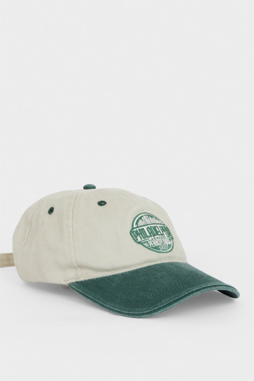 Erkek Yeşil Erkek Nakışlı Pamuklu Cap Şapka