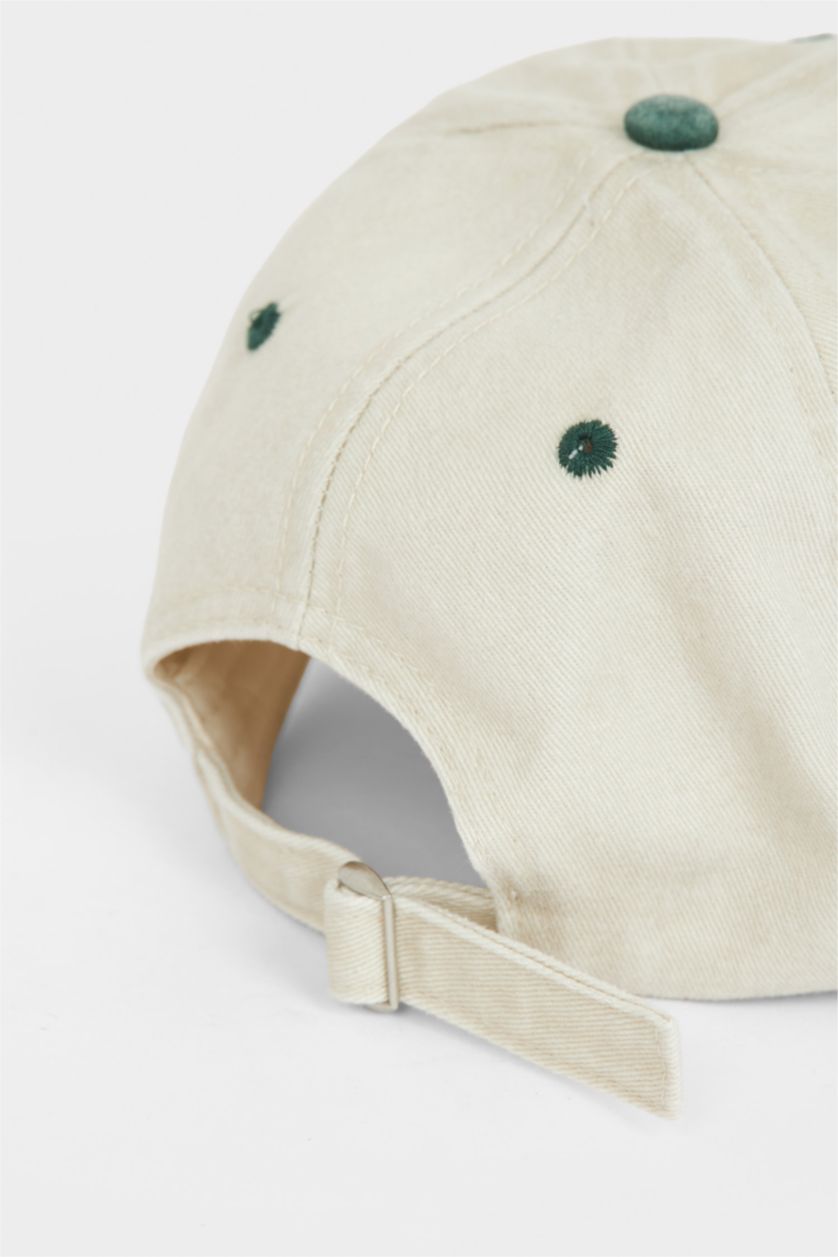 Erkek Yeşil Erkek Nakışlı Pamuklu Cap Şapka