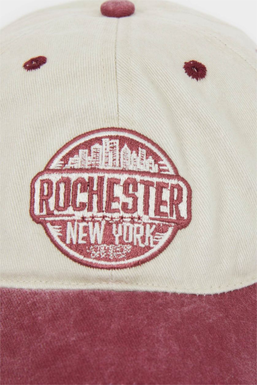 Erkek Kırmızı Erkek Nakışlı Pamuklu Cap Şapka