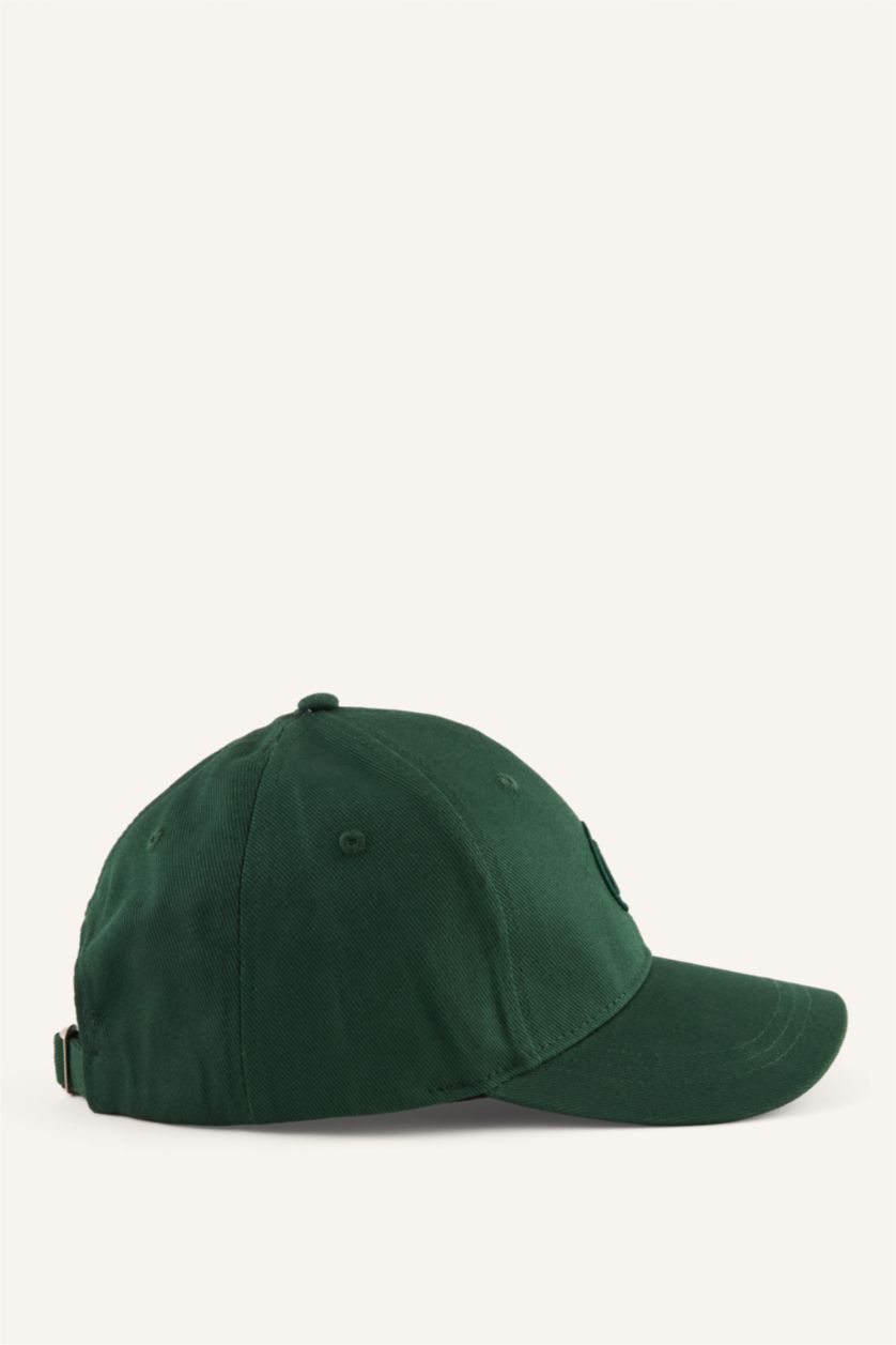 Erkek Açık Yeşil Erkek Nakışlı Gabardin Cap Şapka