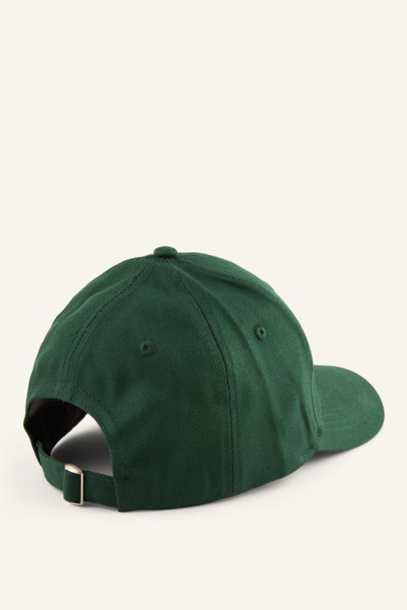 Erkek Açık Yeşil Erkek Nakışlı Gabardin Cap Şapka