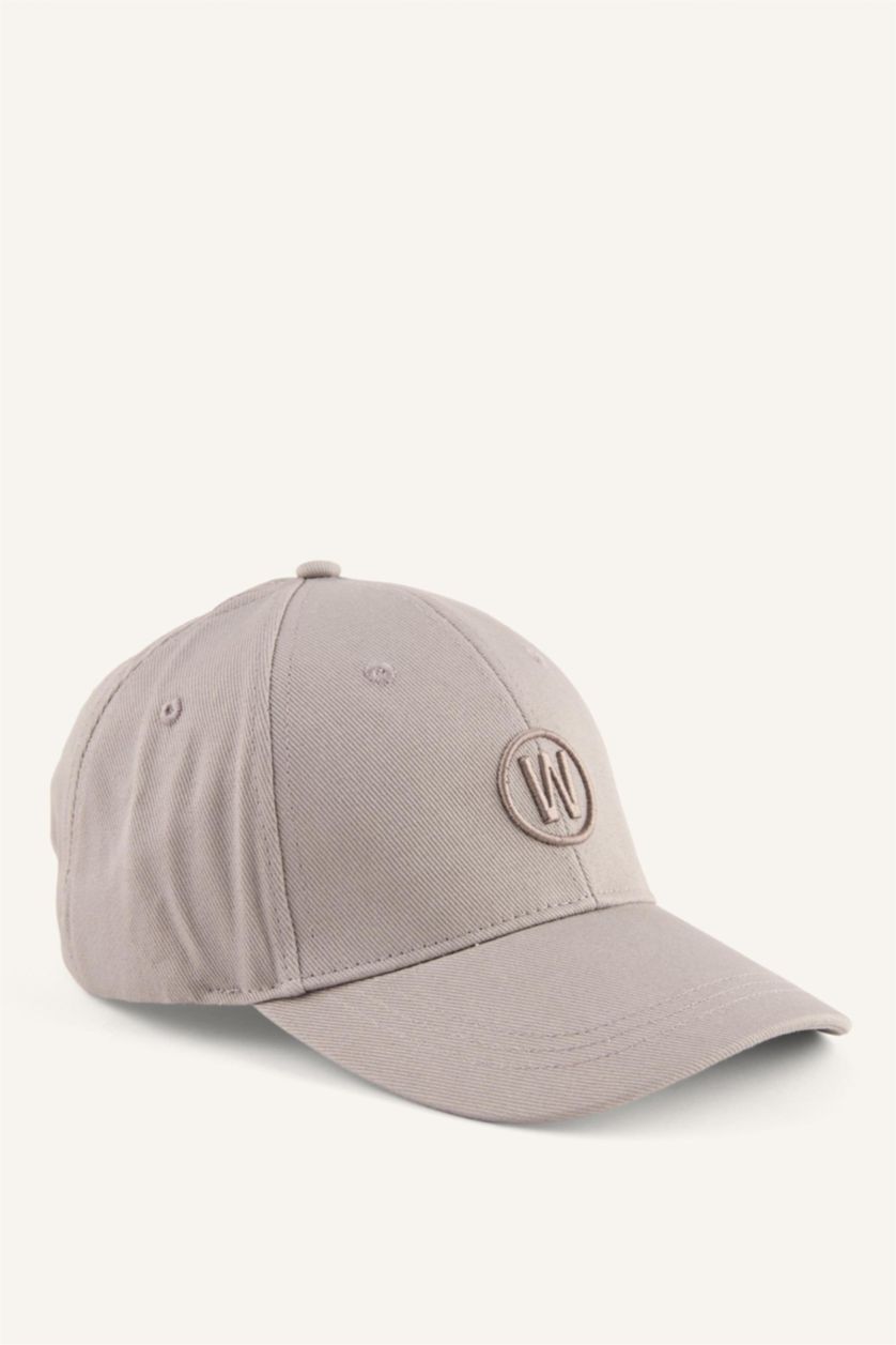 Erkek Açık Gri Erkek Nakışlı Gabardin Cap Şapka