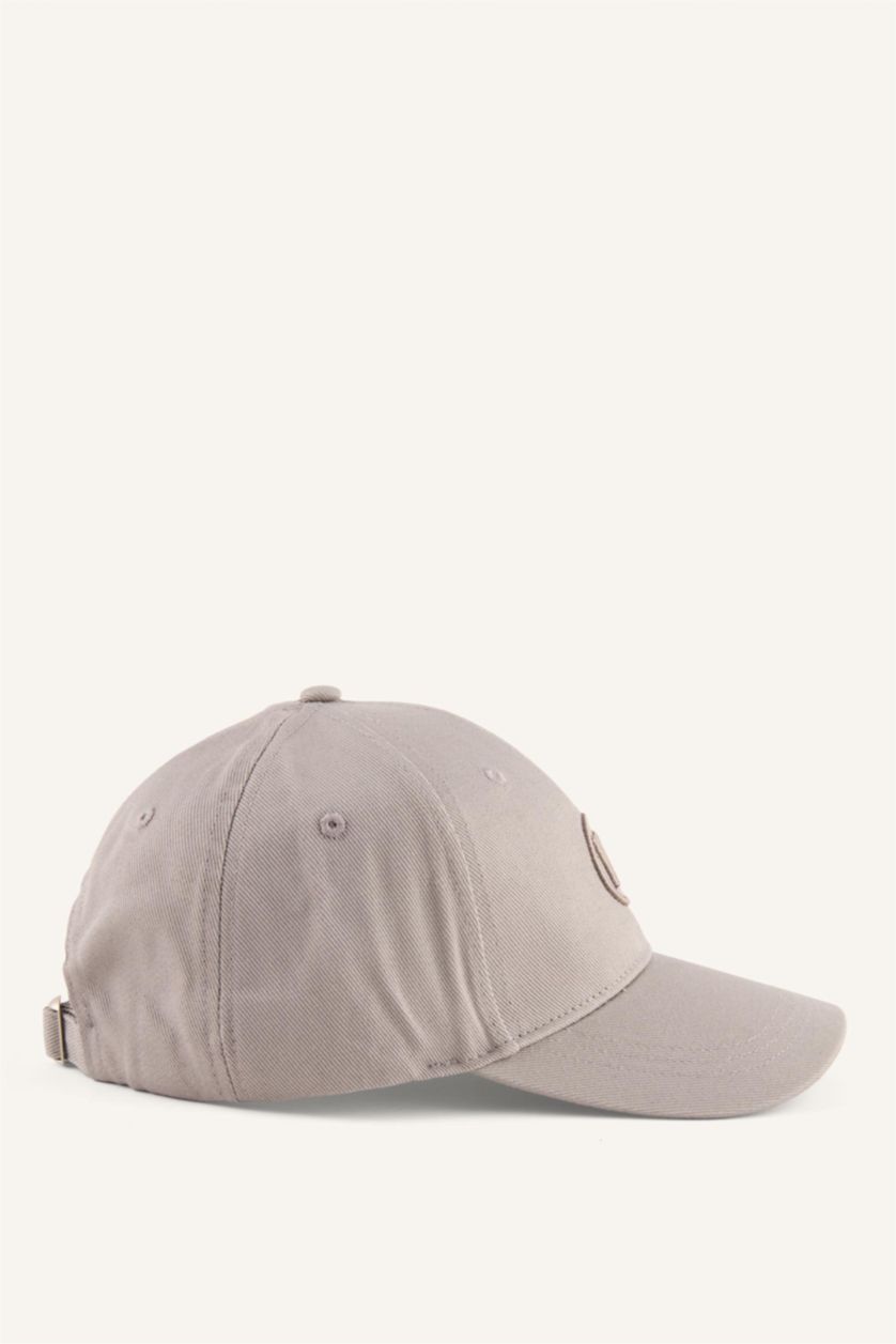 Erkek Açık Gri Erkek Nakışlı Gabardin Cap Şapka