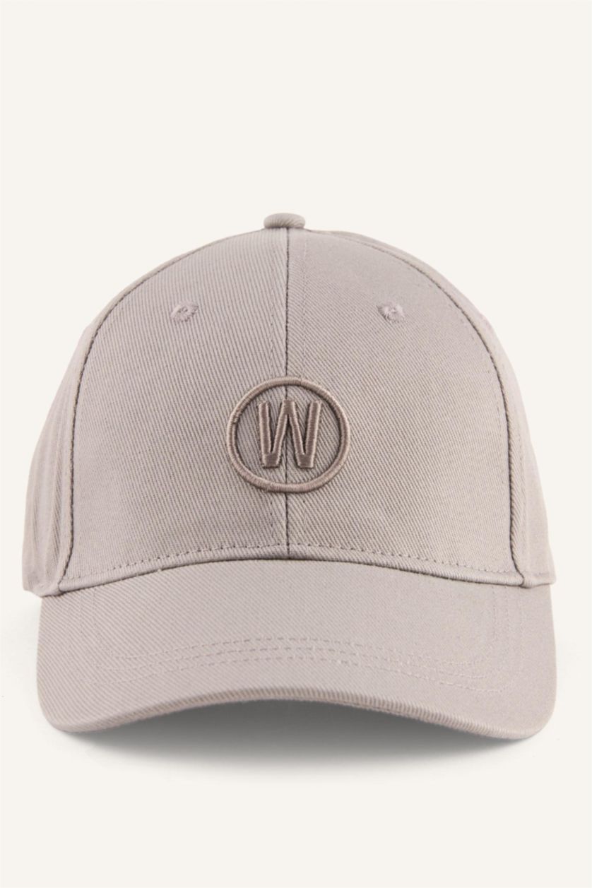Erkek Açık Gri Erkek Nakışlı Gabardin Cap Şapka