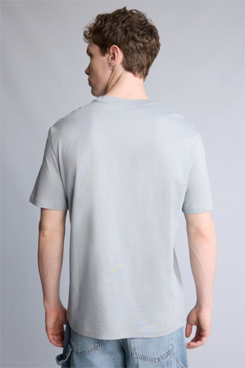 Ерлер Сұр 100% мақта баспалы футболка