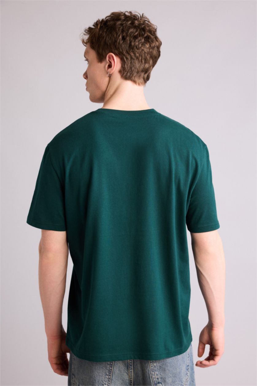 Ерлер Қою жасыл 100% мақта баспалы футболка