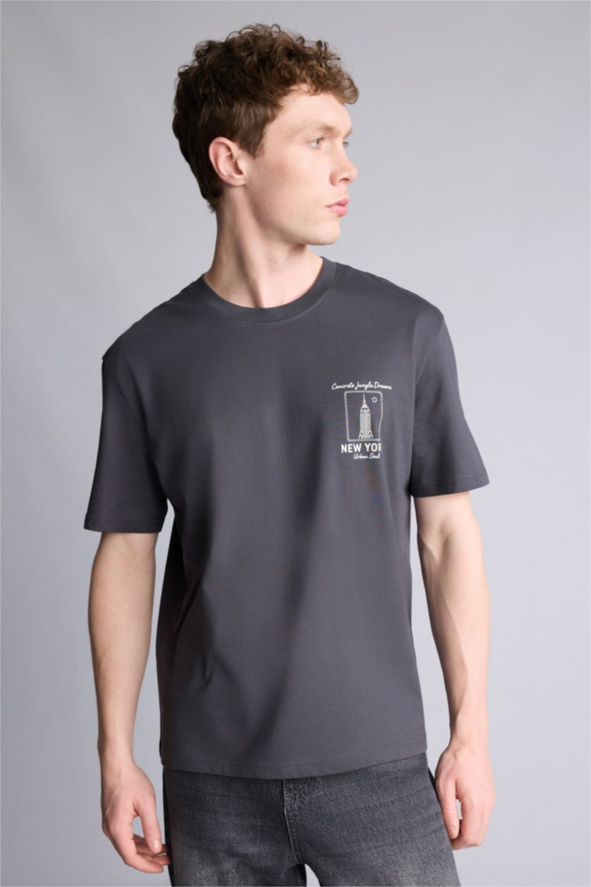 Ерлер Антрацит 100% мақта баспалы футболка