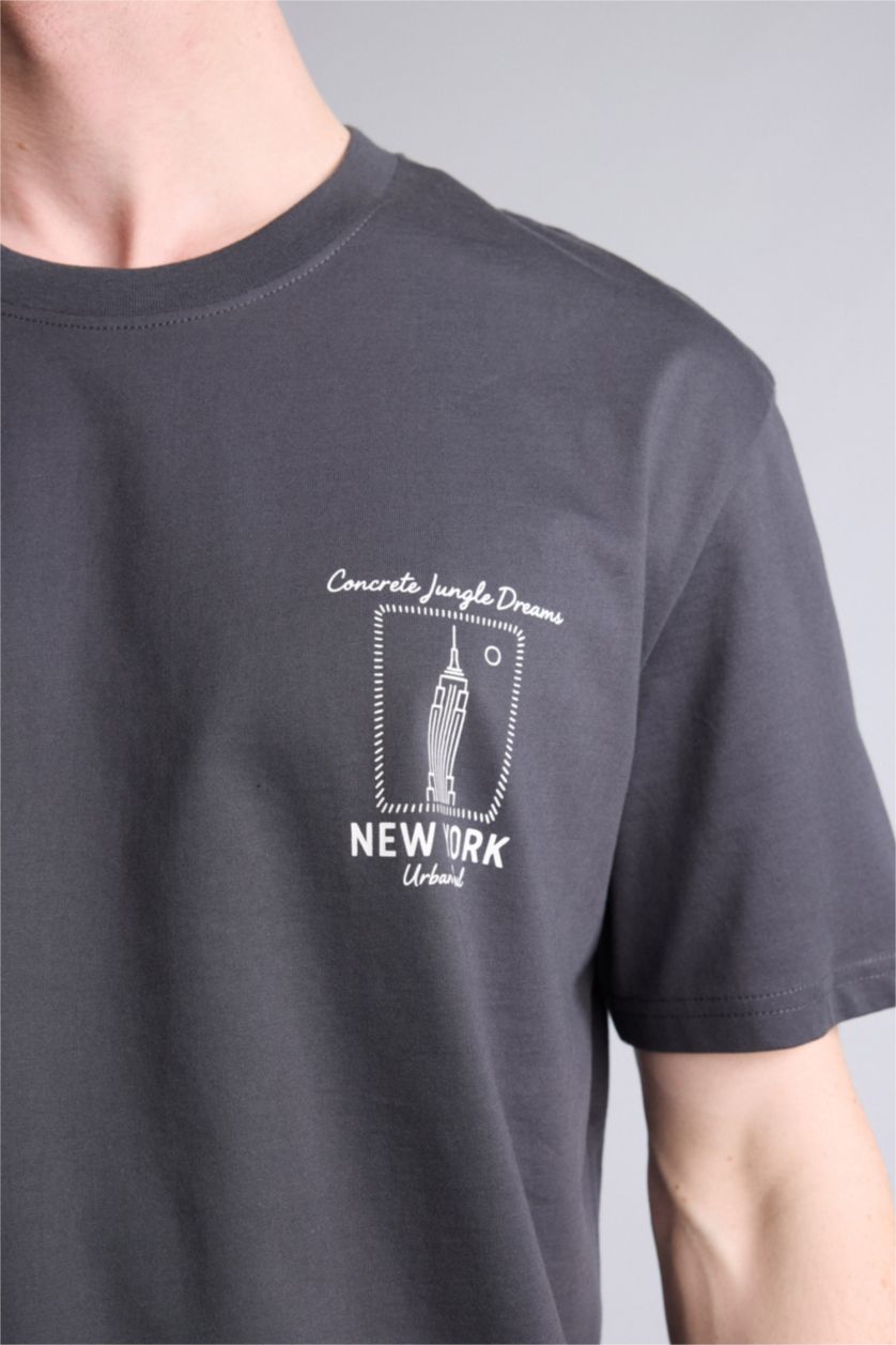 Ерлер Антрацит 100% мақта баспалы футболка