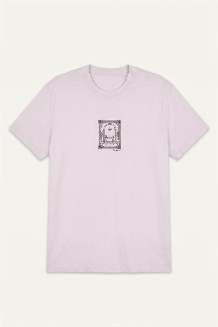 MAN Light Lilac Regular Fit 100% Cotton Printed Short Sleeve T-Shirt