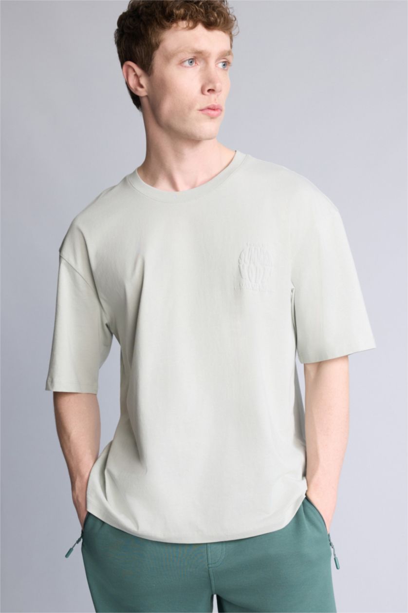 Erkek Mint Boxy Fıt Kısa Kollu Tişört
