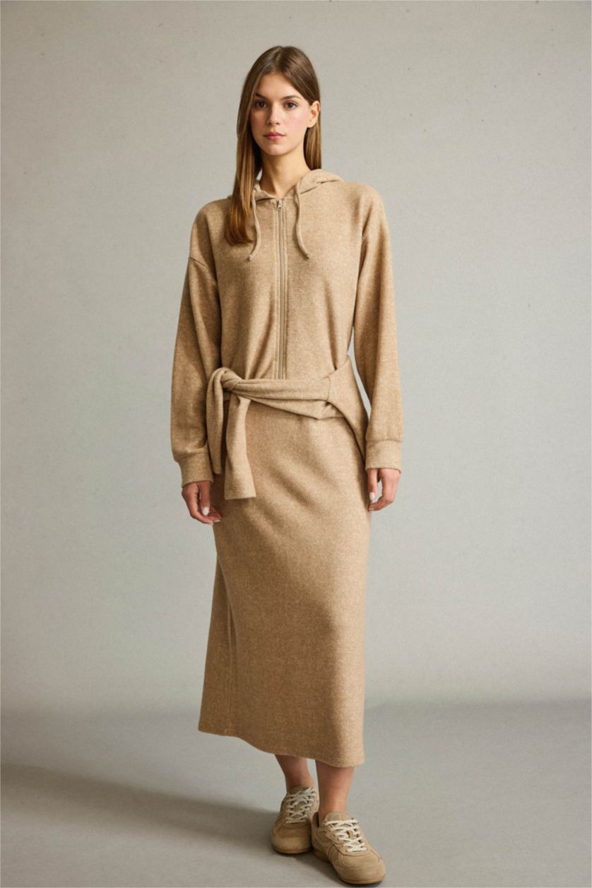 Woman Light Brown Knitted Skirt