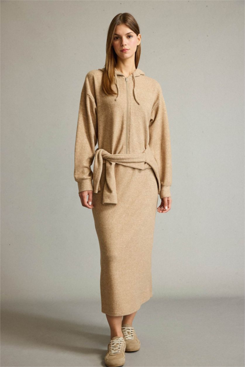 Woman Light Brown Knitted Skirt