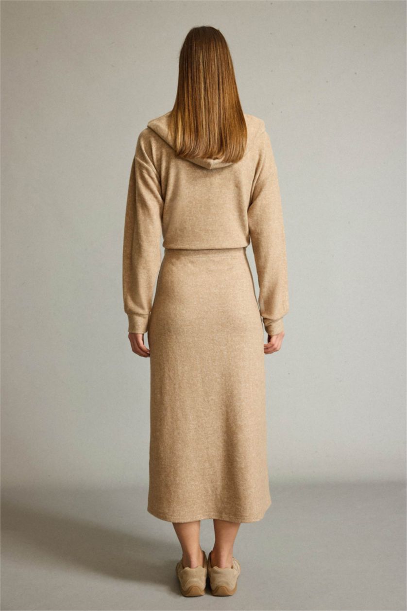 Woman Light Brown Knitted Skirt