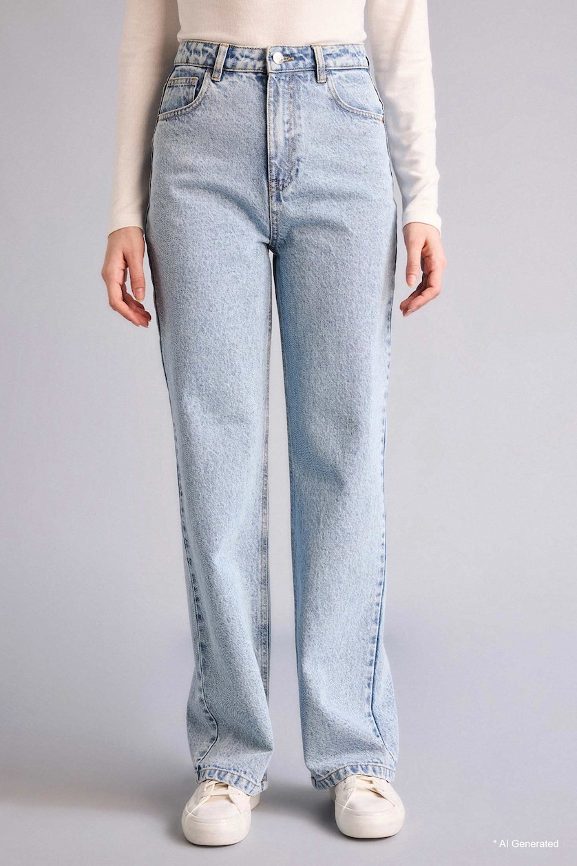 Kadın Açık Mavi 90's Wide Leg Yüksek Bel Jean