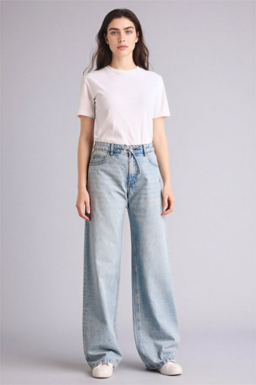 Женщины Светло-синий Брюки с низкой талией для женщин