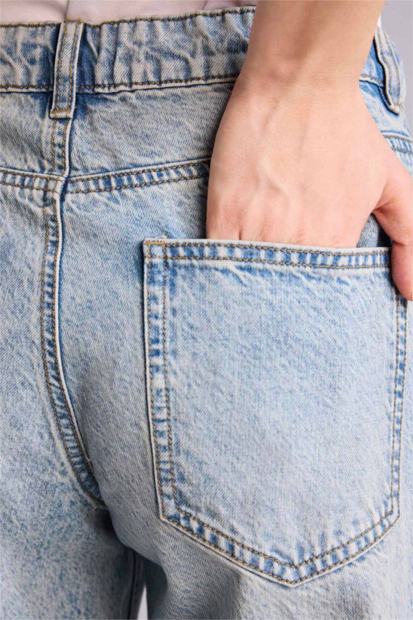 Женщины Светло-синий Брюки с низкой талией для женщин