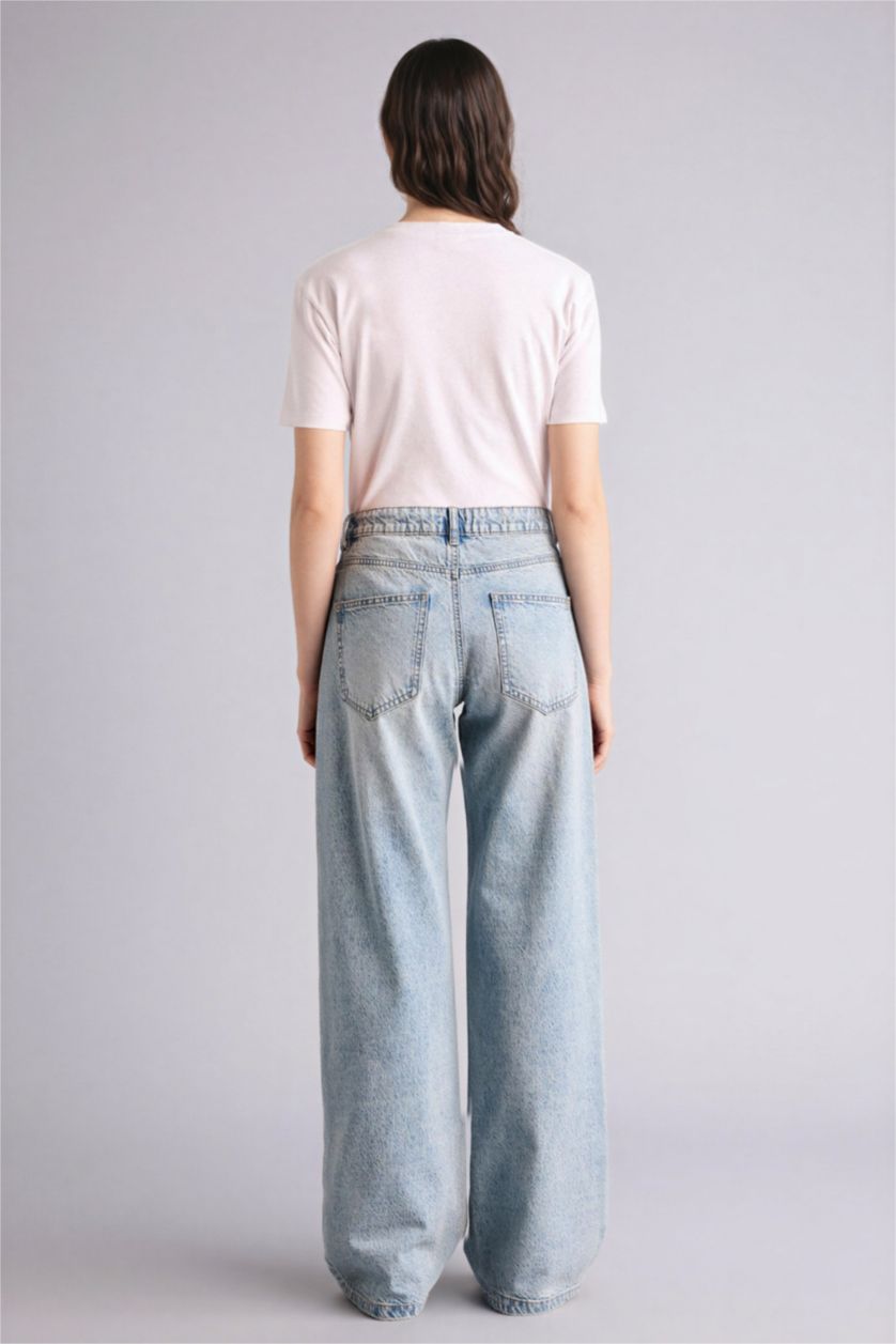 Женщины Светло-синий Брюки с низкой талией для женщин