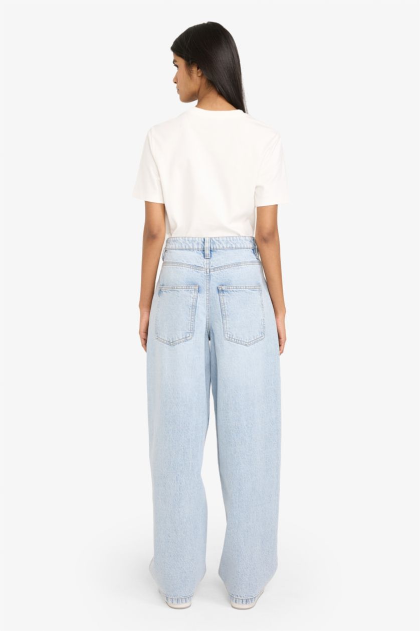 Женщины Светло-синий Брюки c высокой талией для женщин