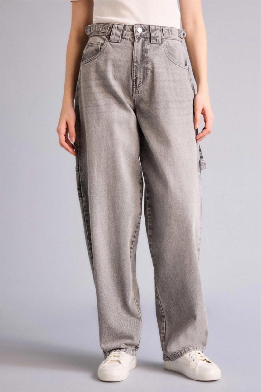 Женщины Серый Брюки Carpenter Fıt c высокой талией для женщин