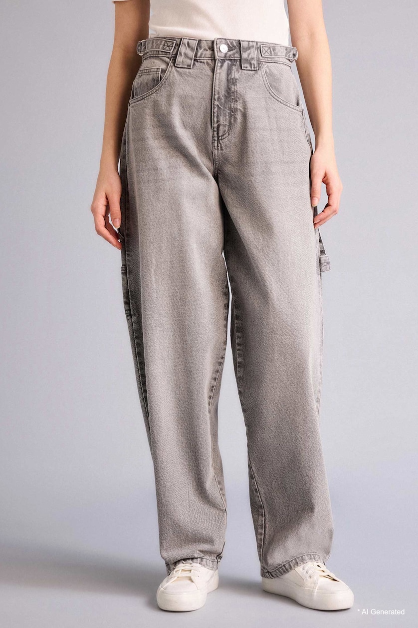 FEMME Gris Jean Carpenter taille haute à jambes droites