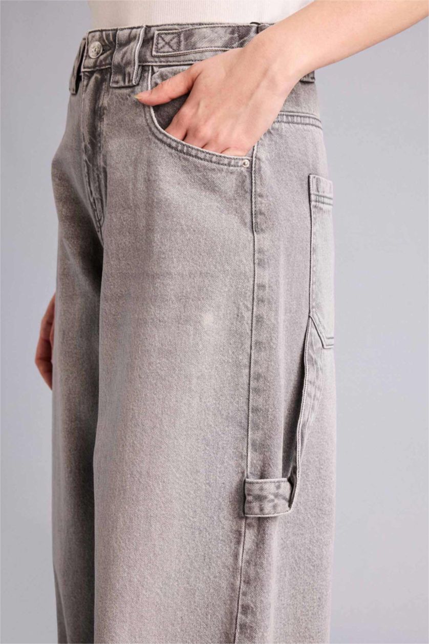 Женщины Серый Брюки Carpenter Fıt c высокой талией для женщин