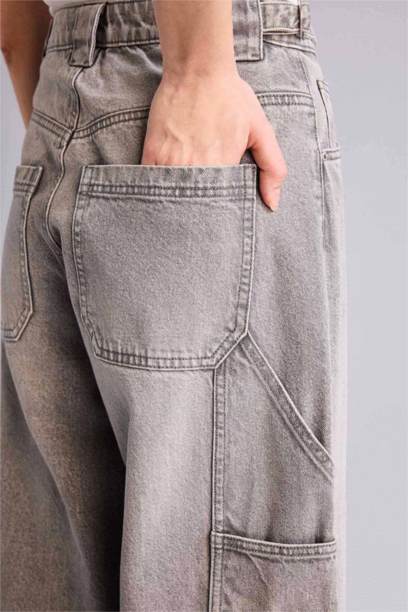 Женщины Серый Брюки Carpenter Fıt c высокой талией для женщин