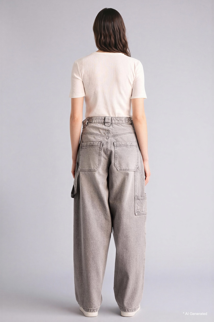 FEMME Gris Jean Carpenter taille haute à jambes droites