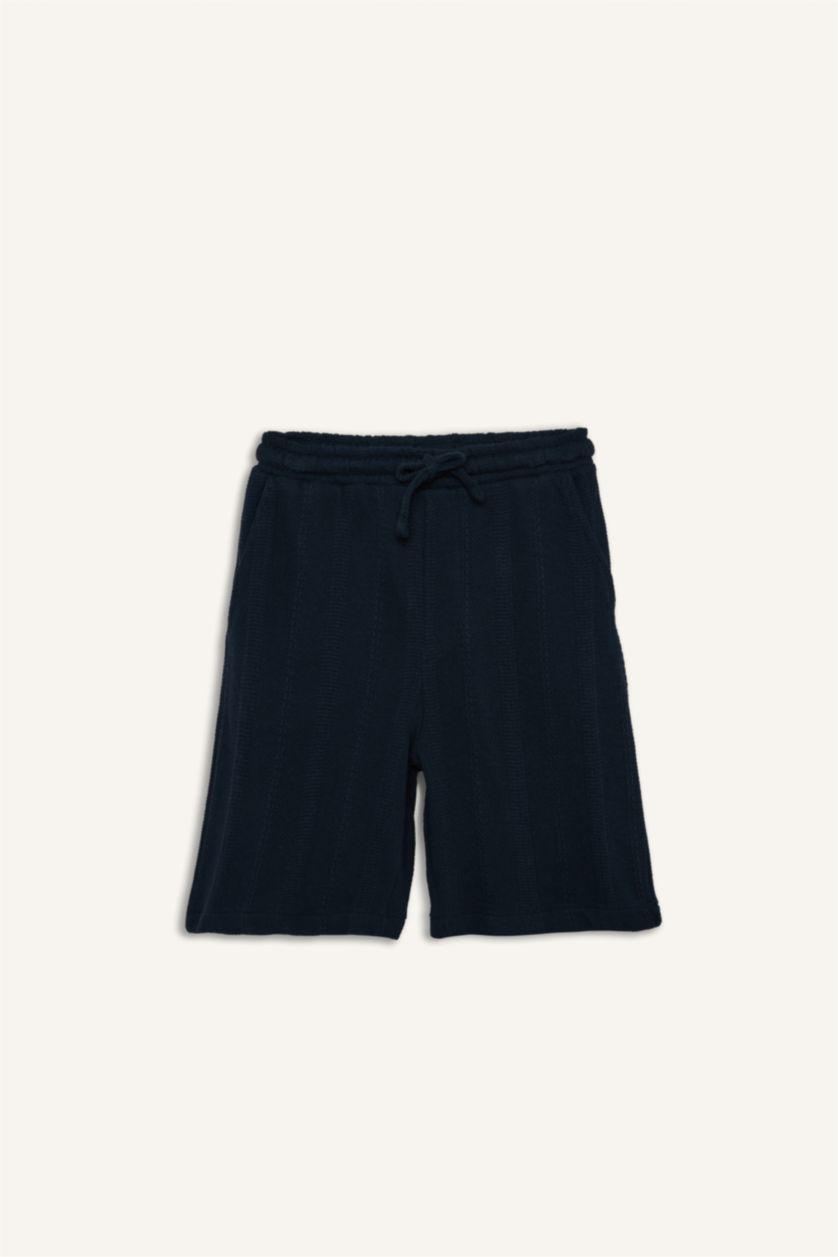 Erkek Lacivert Regular Fıt Bermuda