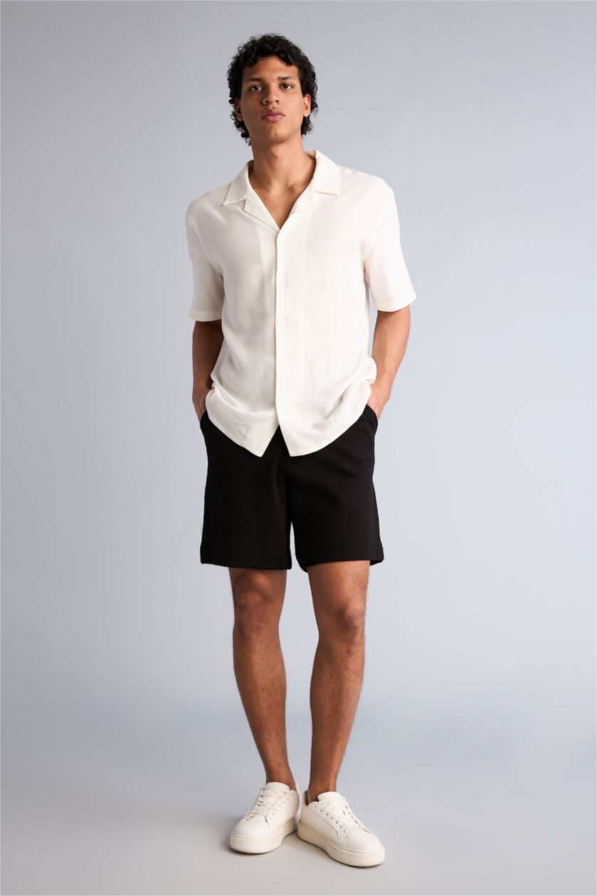 HOMME Noir Short Bermuda Coupe décontractée