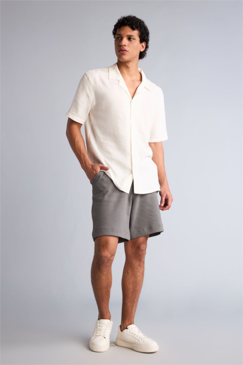 Erkek Gri Relaxed Fit Bermuda Şort