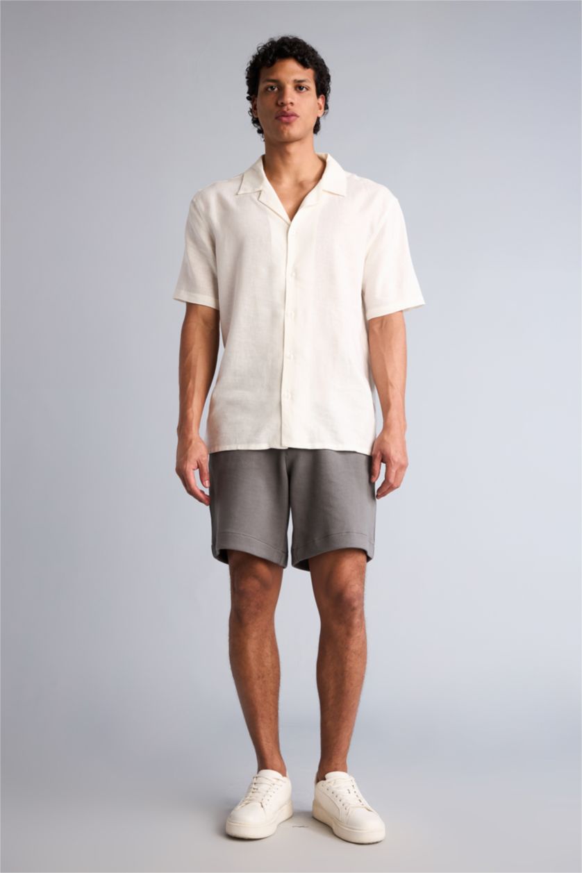 Erkek Gri Relaxed Fit Bermuda Şort