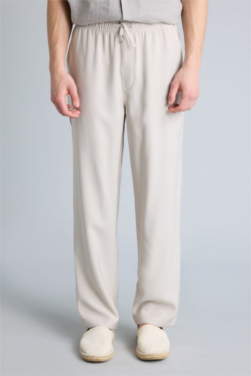 Мужчины Слоновая кость Брюки Baggy Fit
