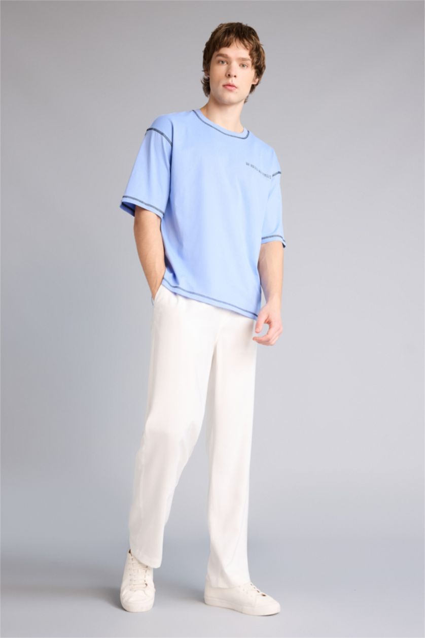 Мужчины Бежевый Брюки Baggy Fit