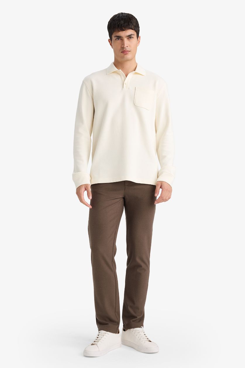 Erkek Kahve Regular Fit Cepli Düz Paça Pantolon