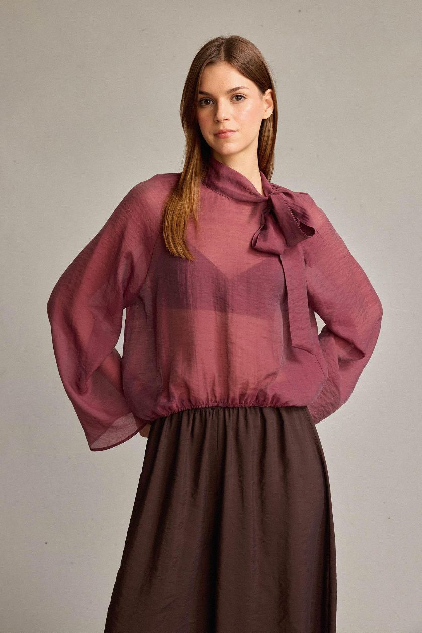 Woman Bordeaux Long Sleeve Shirt