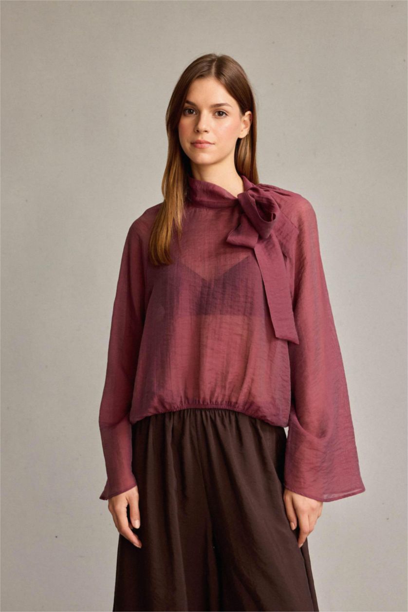 Woman Bordeaux Long Sleeve Shirt