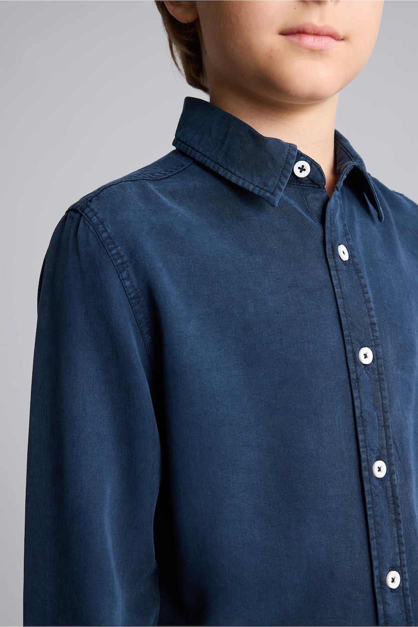 Erkek Çocuk - Genç Erkek Lacivert Regular Fit Klasik Yaka Erkek Çocuk Gömlek
