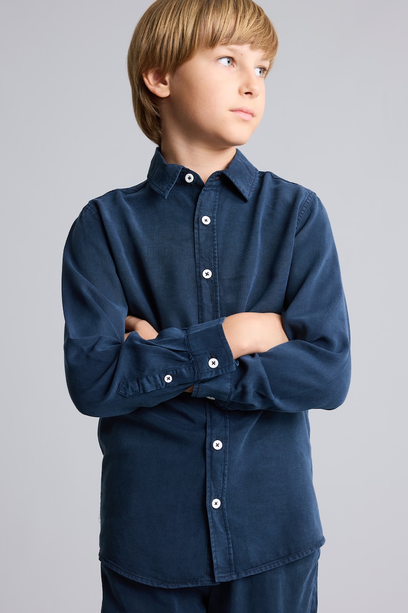BOYS & TEENS NAVY Boy Washed Effect Shirt