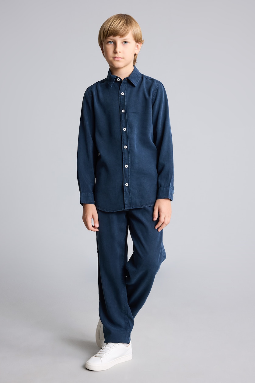 BOYS & TEENS NAVY Boy Washed Effect Shirt