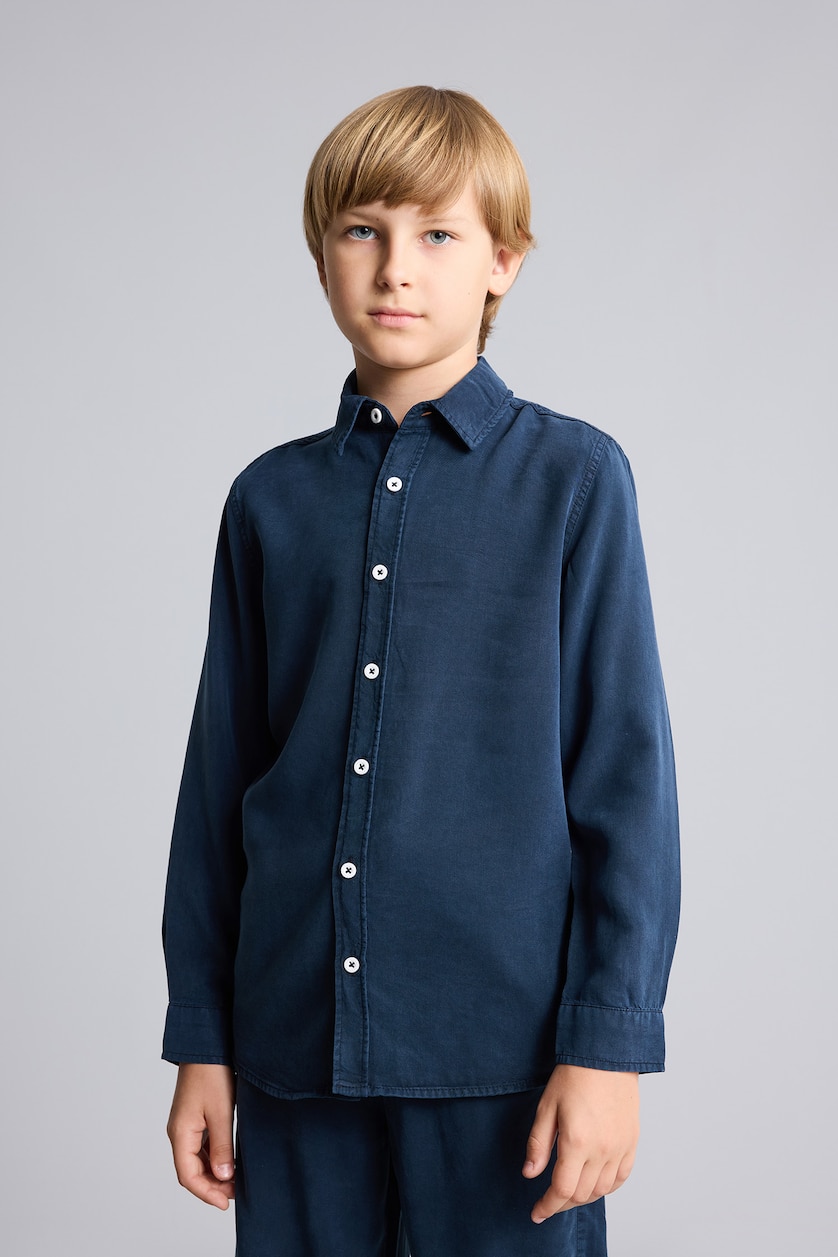 BOYS & TEENS NAVY Boy Washed Effect Shirt