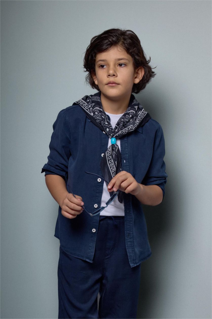 BOYS & TEENS NAVY Regular Fit Long Sleeve Shirt