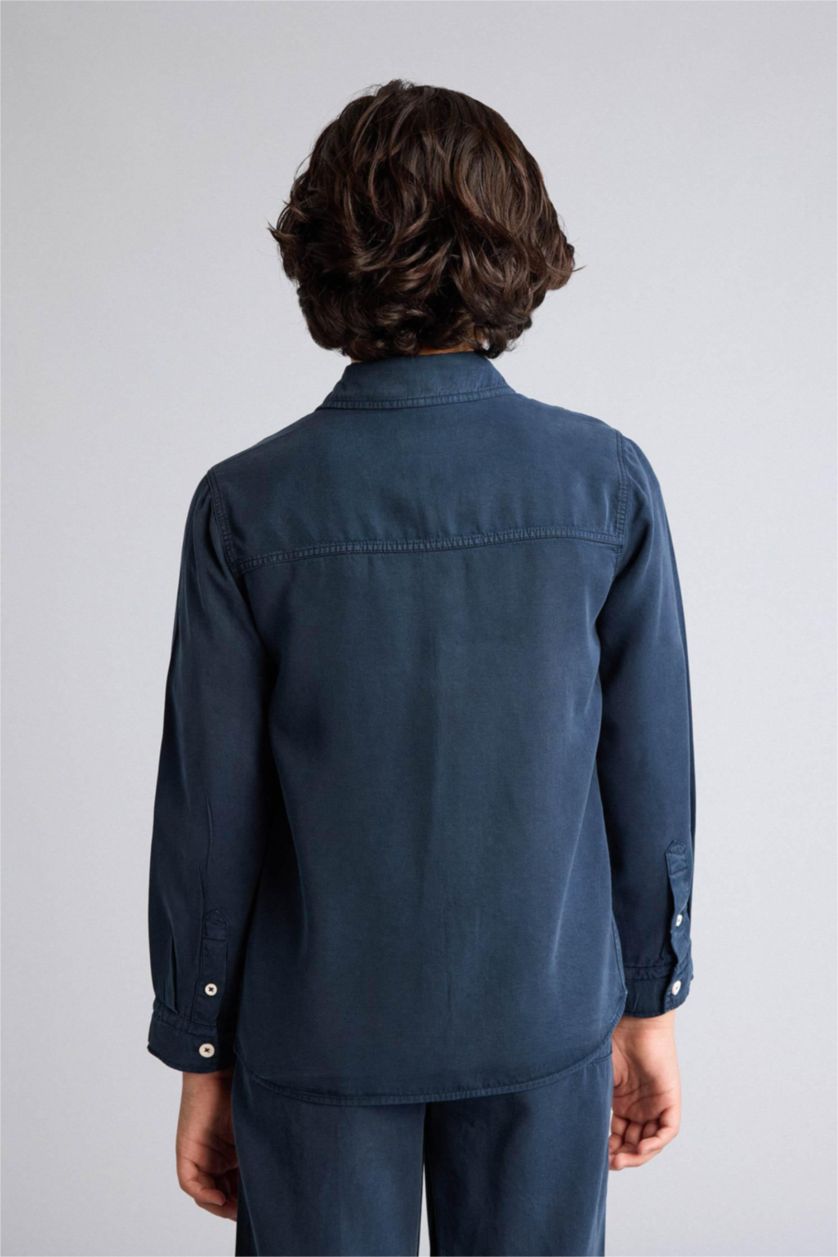 BOYS & TEENS NAVY Regular Fit Long Sleeve Shirt