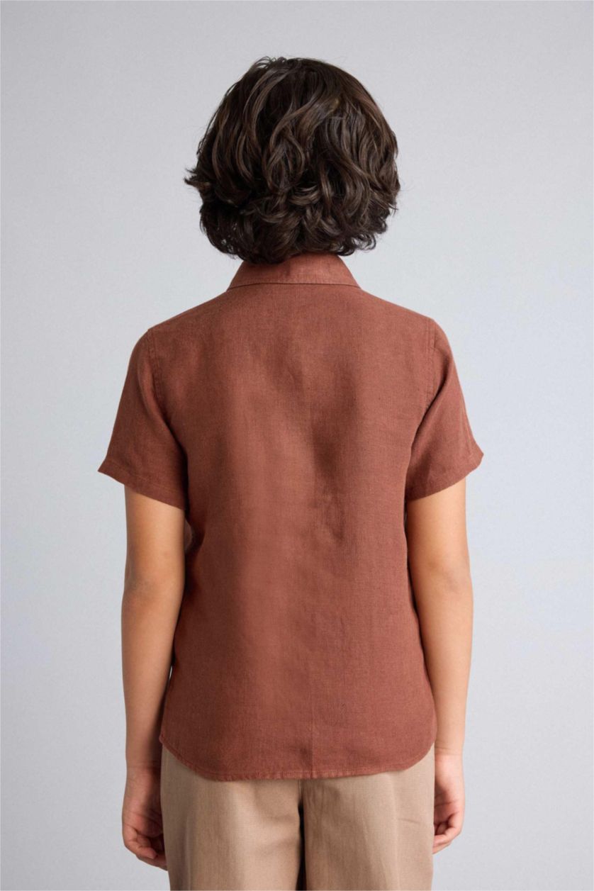 أولاد لون الأقرفة قميص ولادي كتان 100% قصة عادية بياخة عالية