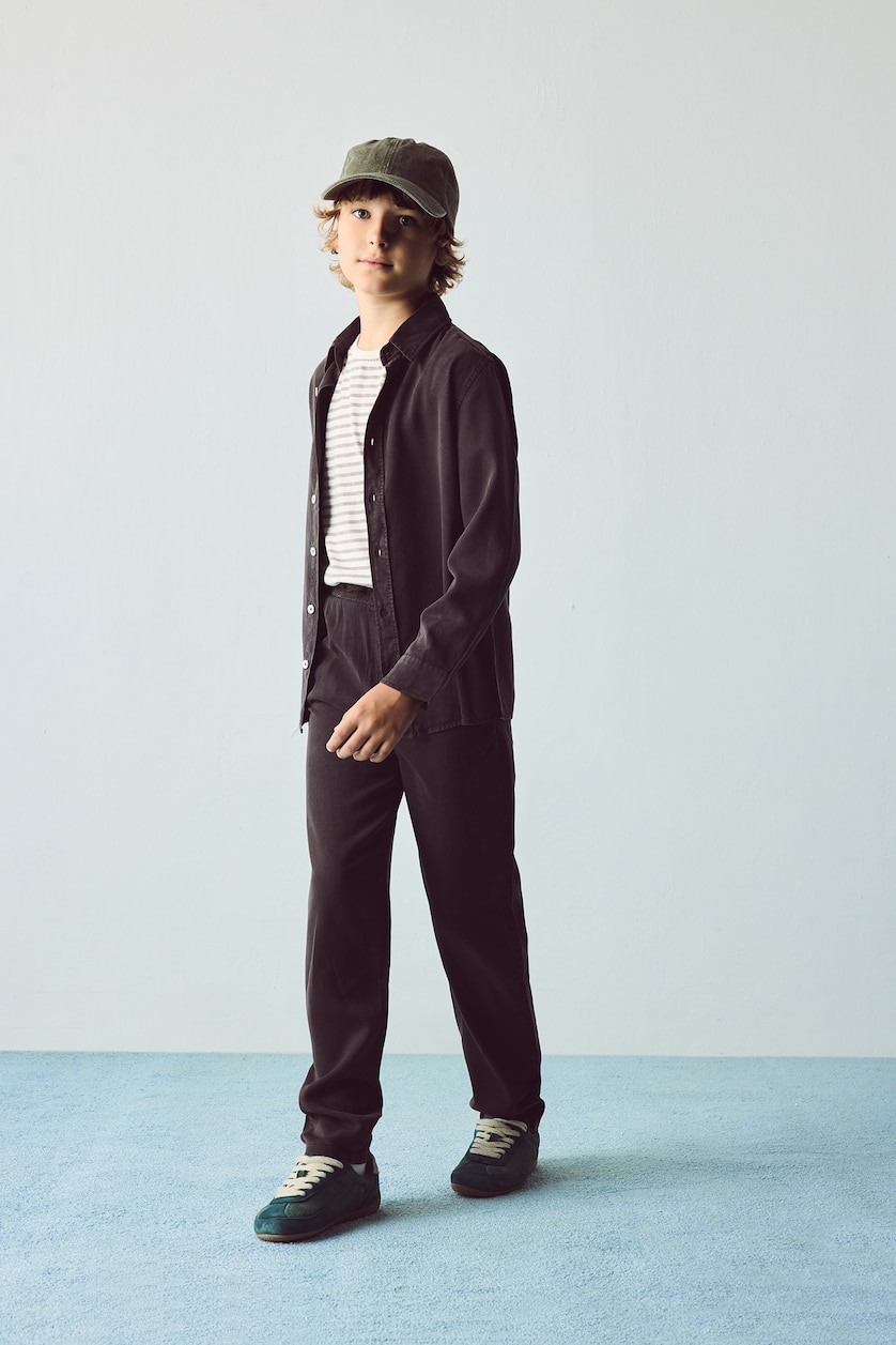 أولاد بني Boy Regular Fit Straight Leg Flowy Fabric Trousers