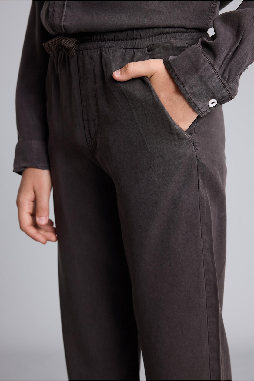 أولاد بني Boy Regular Fit Straight Leg Flowy Fabric Trousers