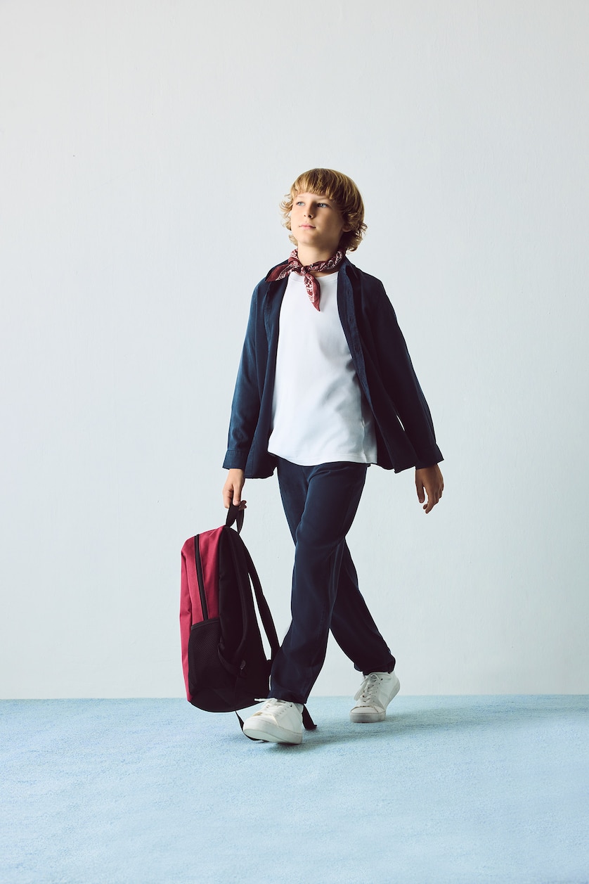 أولاد كحلي Boy Regular Fit Straight Leg Flowy Fabric Trousers