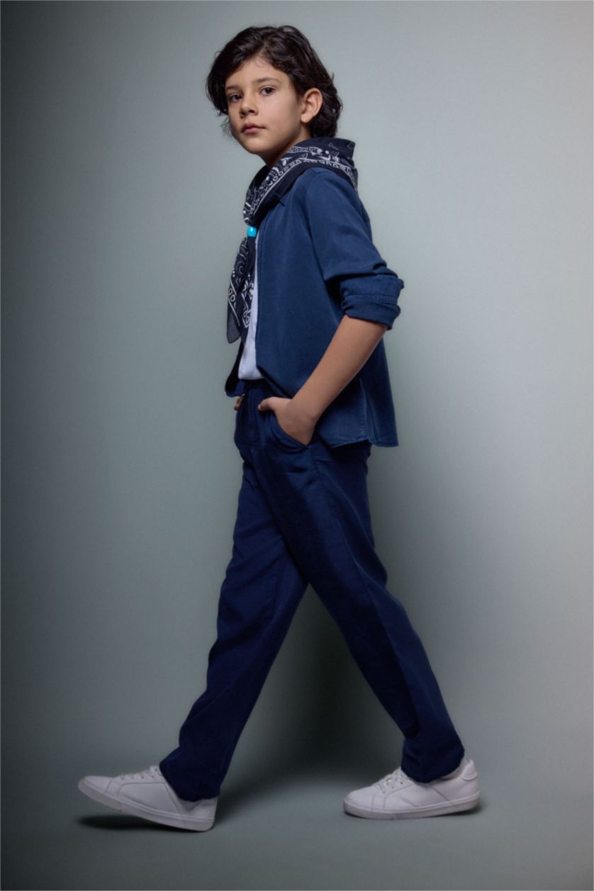 BOYS & TEENS NAVY Boys Flowy Straight Leg Trousers